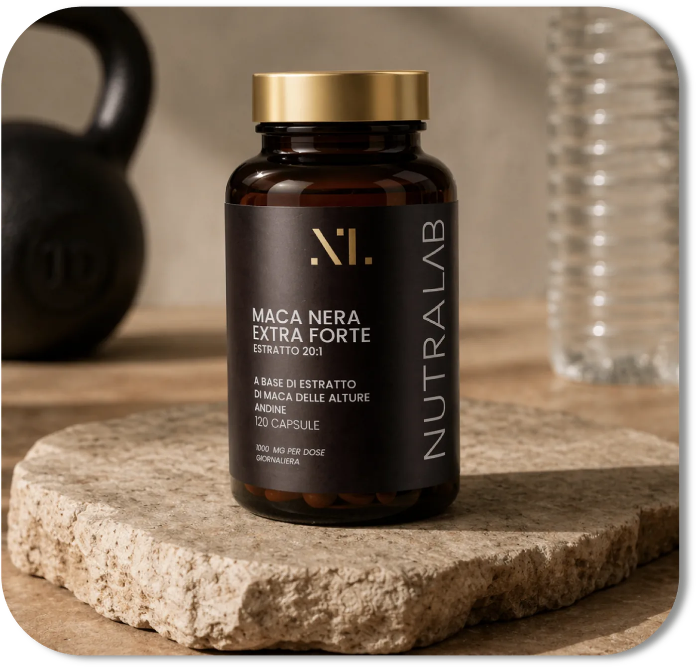 Vasetto Nutralab Maca Nera Extra Forte su pietra