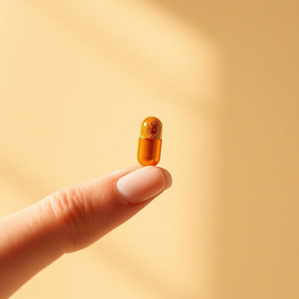 Capsula di Curcuma Forte NutraLab tra le dita
