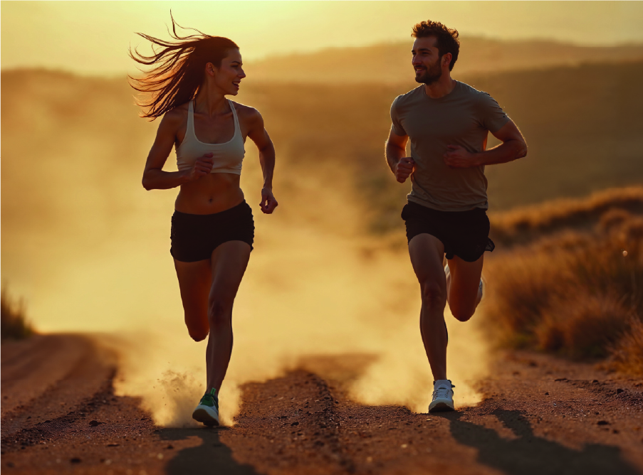 Persone che corrono al tramonto: energia che sostiene il ritmo