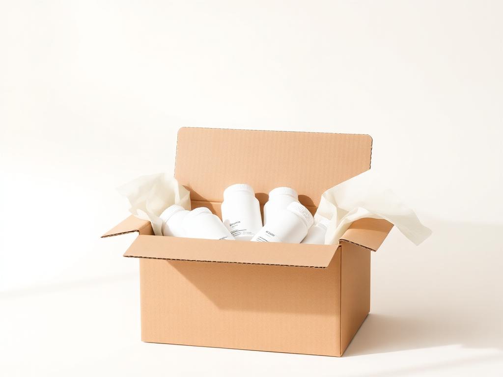 Confezioni di integratori pronte per la spedizione al cliente